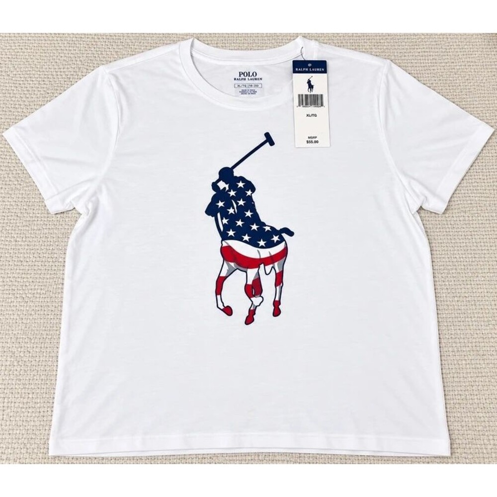 Polo Ralph Lauren White USA Flag Big Pony T-Shirt – Size XL – New With Tags